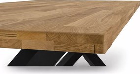 Atlass 180x100 cm – stół z litego drewna dębowego olejowanego z łączeniem finger joint i minimalistyczną stalową czarną podstawą