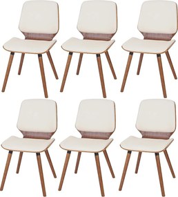Krzesło do jadalni MCW-B16 (zestaw 6 sztuk),  sztuczna skóra w kolorze kremowym