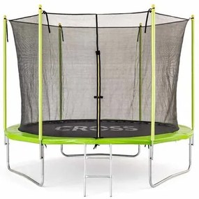 Trampolina krzyżowa z siatką i drabinką, 306 x 306x 250 cm