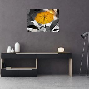 Obraz na szkle żółtego parasola (70x50 cm)