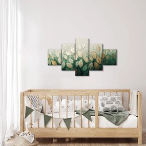 Obraz - Złoto-zielone liście (125x70 cm)