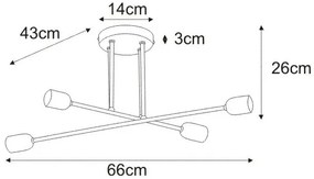 Czarna industrialna lampa sufitowa patyki - A725-Kazasa