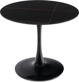 Stół Okrągły SANDER 89 cm Ceramiczny Czarny do Salonu Nowoczesny Glamour