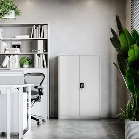 Biurowa szafa metalowa na akta KEVIN, 900 x 1400 x 400 mm, szara