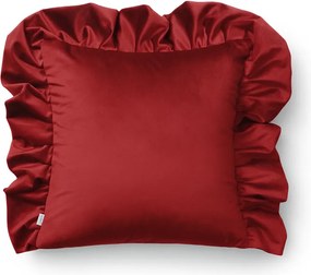 Czerwona poszewka welurowa Werona Belle - ozdobna falbana