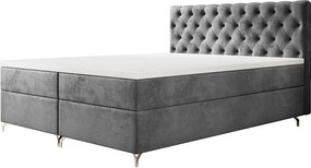 BEDANTE Łóżko CHESTER 200x200 Monolith 92, Szare, pojemnik, chromowane nogi, małżeńskie, topper, materac, bonell, tapicerowane, MONOLITH