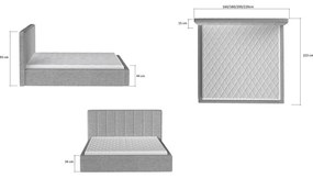 Brązowe tapicerowane łóżko dwuosobowe ze schowkiem ze stelażem 140x200 cm Audrey – ELTAP