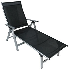 Czarno-szary metalowy składany leżak ogrodowy London – Sun Garden