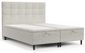 Jasnoszare tapicerowane łóżko dwuosobowe ze schowkiem 160x200 cm Senses – Maison de Rêve