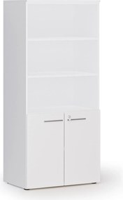 Szafa biurowa z drzwiami niskimi PRIMO WHITE, 800 x 500 x 1781 mm, biały