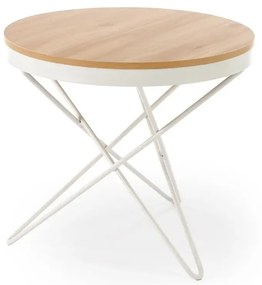 Stolik kawowy LEILA 60x60 dąb naturalny/biały HALMAR