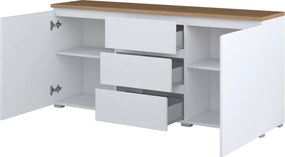 Komoda ORVO 150 cm do Salonu Sypialni Biały-dąb mauvella