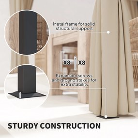 Outsunny Pergola 3 x 3 m, samonośne zadaszenie tarasu z wysuwanym dachem, 4 ścianki boczne, odporne na UV, beżowy | Aosom PL