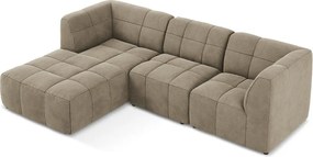 Brązowy aksamitny narożnik (lewostronny/z szezlongiem) Aloha – Makamii