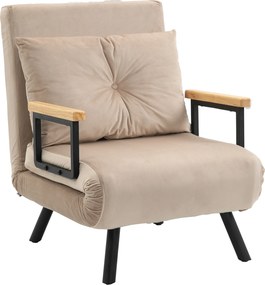 HOMCOM Fotel relaksacyjny aksamitny z funkcją leżanki fotel do spania beżowy 63x73x81 cm | Aosom PL