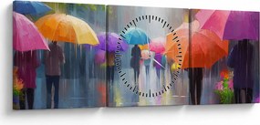 Obraz - Deszczowy dzień (z zegarem) (90x30 cm)