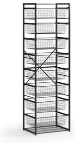 Otwarty regał koszowy, 8x kosz, TYP VII, 600 × 460 × 2020 mm, czarny