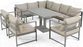 Narożnik ogrodowy Bellagio NM2006-BR z fotelami i stołem, szary, poduszki beżowe