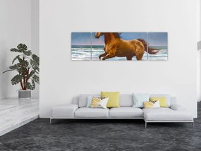 Obraz konia na plaży (170x50 cm)