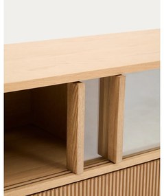 Szafka pod TV w dekorze dębu w naturalnym kolorze 200x54x40 cm Helvine – Kave Home
