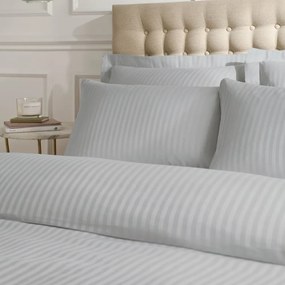 Szara adamaszkowa pościel dwuosobowa 230x220 cm Satin Stripe – Catherine Lansfield