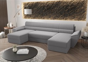 BEDANTE narożnik REBIU2 Poso 110 szary z funkcją spania sofa w kształcie litery U z pojemnikiem na pościel