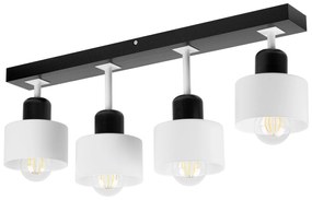 Biało-czarna lampa sufitowa, czteropunktowy spot DWE60x7SC z drewna i
