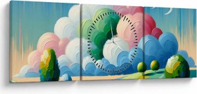 Obraz - Krajobraz z chmurą (z zegarem) (90x30 cm)
