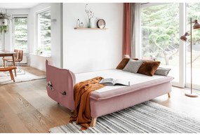 Jasnoróżowa rozkładana sofa 225 cm Charming Charlie – Miuform