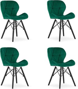Krzesło Valora WAKO Velvet w nowoczesnym stylu, zielono-czarne nogi x4