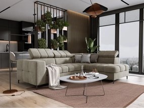 Narożnik PABLOS układ L strona Prawa w tkaninie VOGUE 01 regulowane zagłówki z funkcją spania