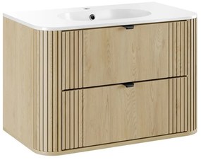 Szafka pod umywalkę OVALIA CREMONA 2S 80cm dąb cremona z umywalką wpuszczaną PURE COMAD