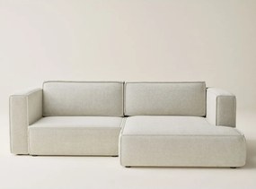 Kremowy rozkładany/ze schowkiem narożnik z tkaniny szenilowej (prawostronny/z szezlongiem) Velto – Maison de Rêve