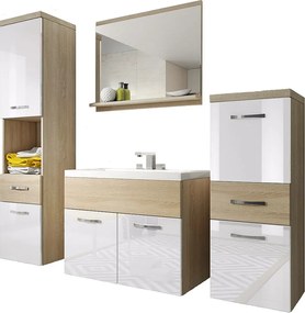 MINIO go for it, Meble łazienkowe ALBECK w kolorze dąb sonoma / biały połysk