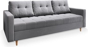 Masseno Sofa MILO z funkcją spania i pojemnikiem na pościel, Rozkładana sofa - Jasnoszary, PAROS 05