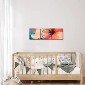 Obraz - Malowany kwiat (z zegarem) (90x30 cm)