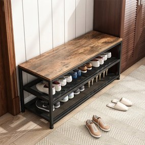 Szafka na buty – 100 x 30 x 45 cm, styl industrialny loft, z 2 półkami