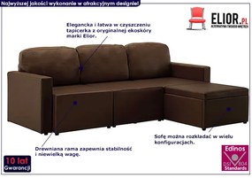Rozkładana sofa kanapa modułowa brązowa - Odi 4Q