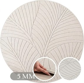 Dywan uniwersalny Nova 3D Listki kremowy koło 200 cm x 200 cm