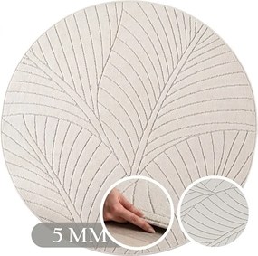Dywan uniwersalny Nova 3D Listki kremowy koło 200 cm x 200 cm