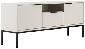 Nowoczesna szafka RTV na nóżkach 135 cm biały + czarny - Pascal 5X
