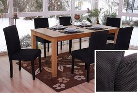 Krzesło do jadalni Littau (zestaw 6 sztuk),  tekstylny, czarny, ciemne nogi