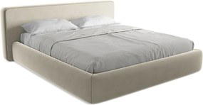 Łóżko 220 x 225 - z weluru - perłowy - KIANA