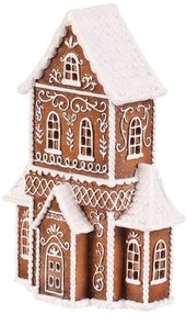 Ozdoby świąteczne Piernikowy kościółek, żywica poliestrowa, LED, brązowy