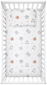Białe prześcieradło dziecięce do łóżeczka z bawełny renforcé z gumką 70x120 cm Safari – Mijolnir