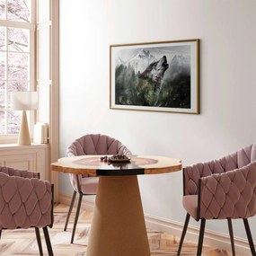 Plakat Wyjący wilk 90x60 cm z ramą złotą z marginesem ARTGEIST B
