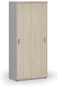 Szafa z drzwiami przesuwnymi PRIMO GRAY, 800 x 420 x 1781 mm, szary/dąb naturalny
