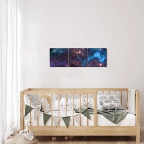 Obraz - Nocne niebo (z zegarem) (90x30 cm)