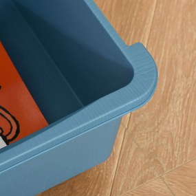 HOMCOM Pojemniki na Zabawki dla Dzieci z 3 Szufladami, Zaokrąglone Krawędzie, Podniesione Wzornictwo, 37x37x56,5 cm, Niebieski