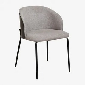 Zestaw 4 Krzeseł Do Jadalni Z Tapicerowanego Drewna Amieva Czarny & Tkaniny Szary Kret - Sklum